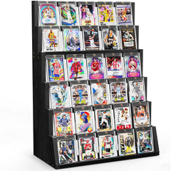 Emfogo card display stand six-tier wooden frame highlights your collection with clear visibility