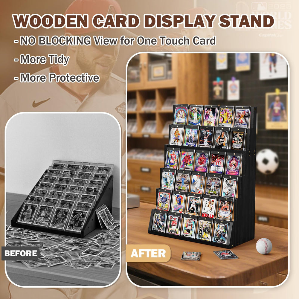 Emfogo card stand top storage keeps essentials within reach during showcases