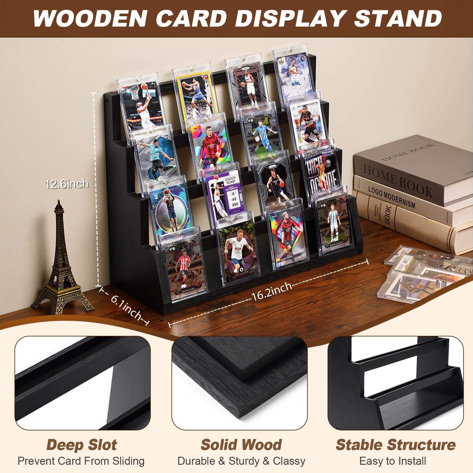 Emfogo display stand deep slots safeguard card placement