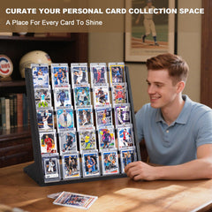 Emfogo desk display enhances space-saving organization for trading cards