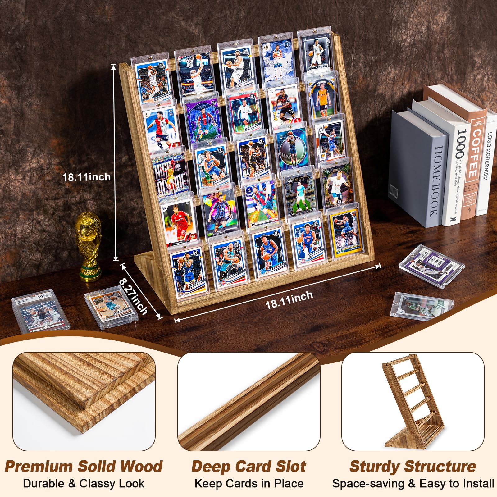Emfogo compact desk display saves space while keeping your collection accessible.