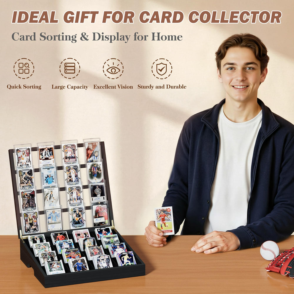 Velvet lining protects card edges during storage and display