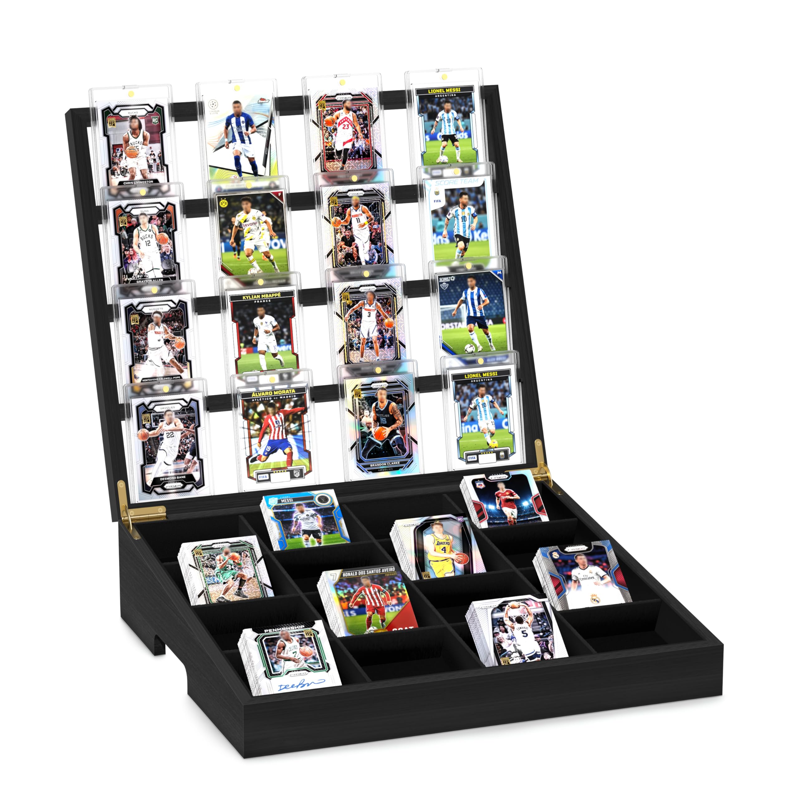Emfogo wooden card sorting tray with 16 compartments for organized collections