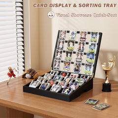 Emfogo wooden display stand converts tray into front-row card showcase