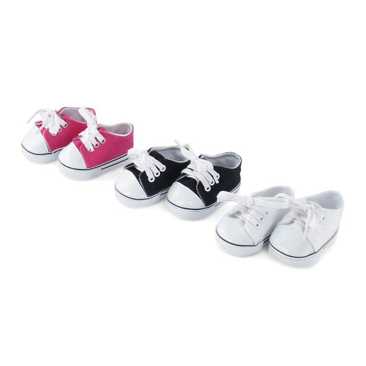Emily Rose 14-inch pink canvas sneakers for Wellie Wishers, stylish play-ready look.
