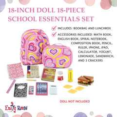 Emily Rose lunchbox for 18-inch dolls, keeps snacks organized during pretend lunch-time play.