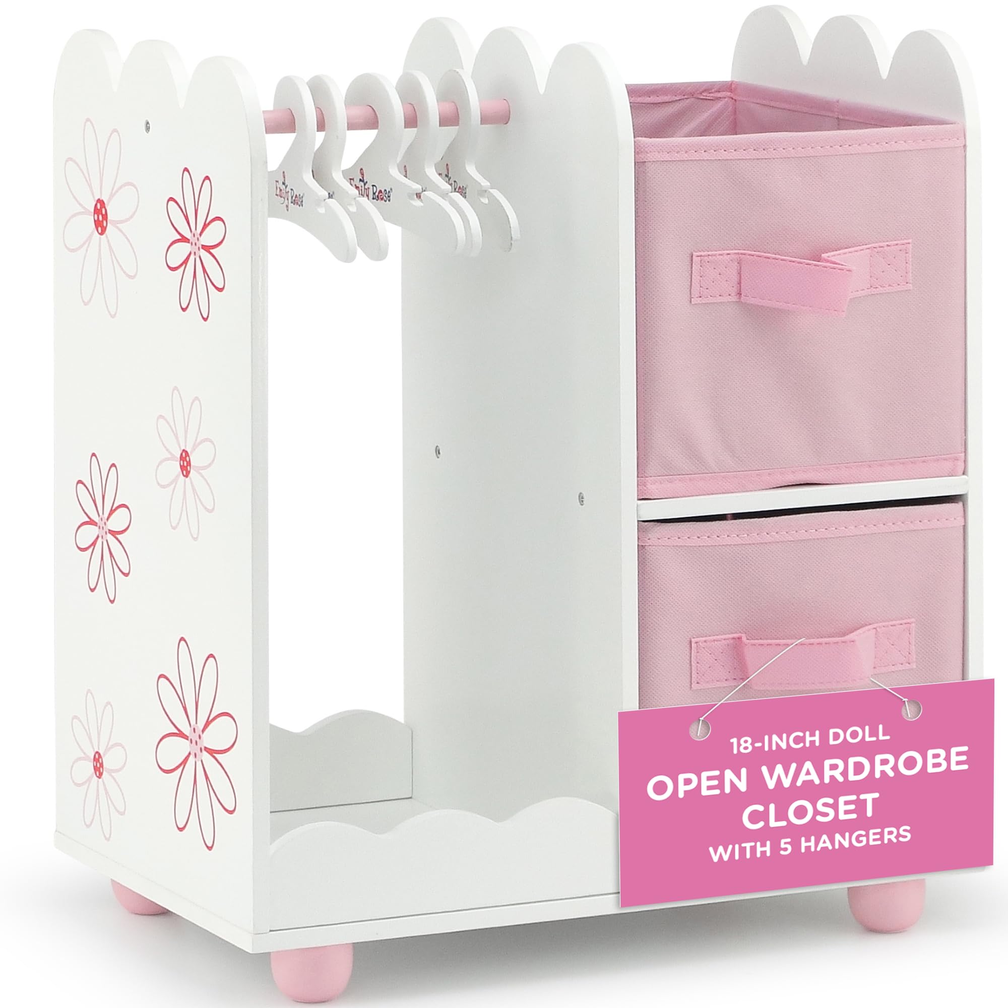 Emily Rose 18-inch doll wardrobe open view for easy outfit organization