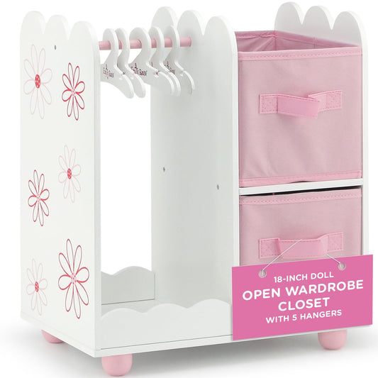 Emily Rose 18-inch doll wardrobe open view for easy outfit organization