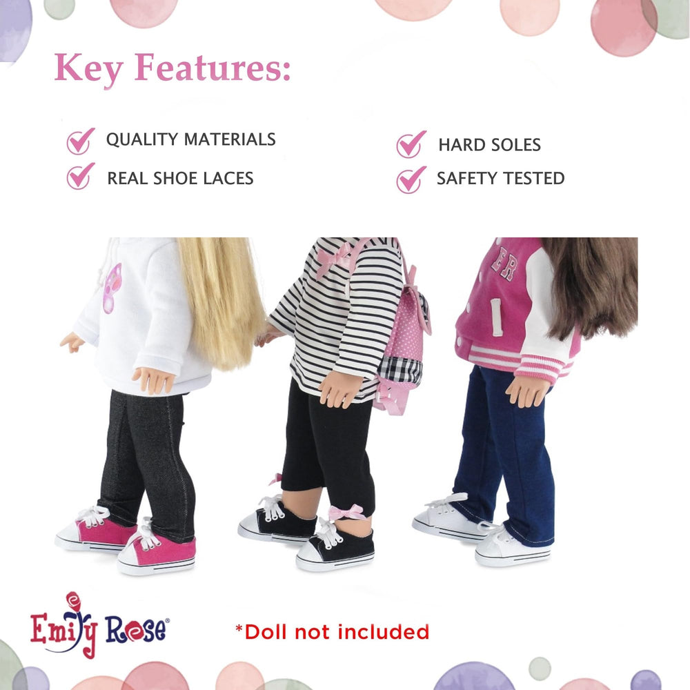 Emily Rose 3-pack doll sneakers set for quick wardrobe swaps