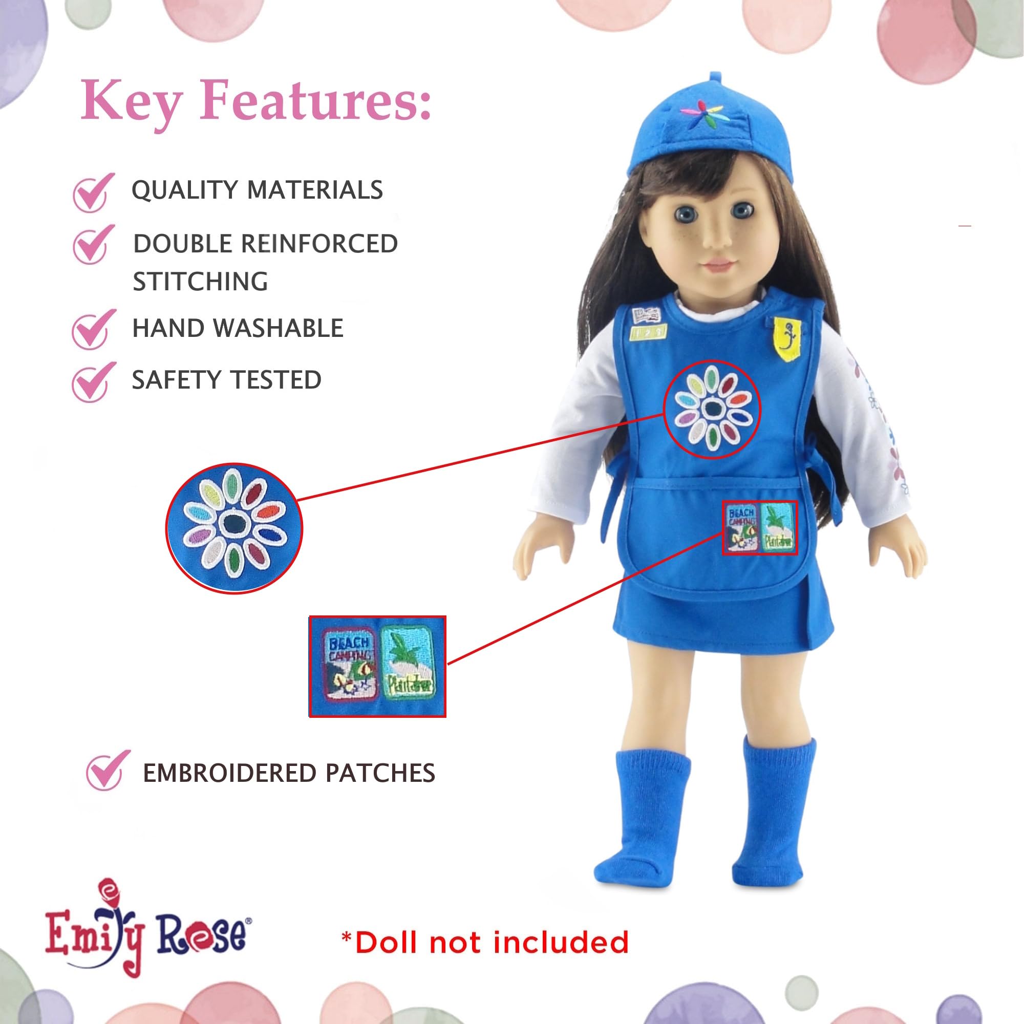 Emily Rose blue socks finish the outfit with secure fit.