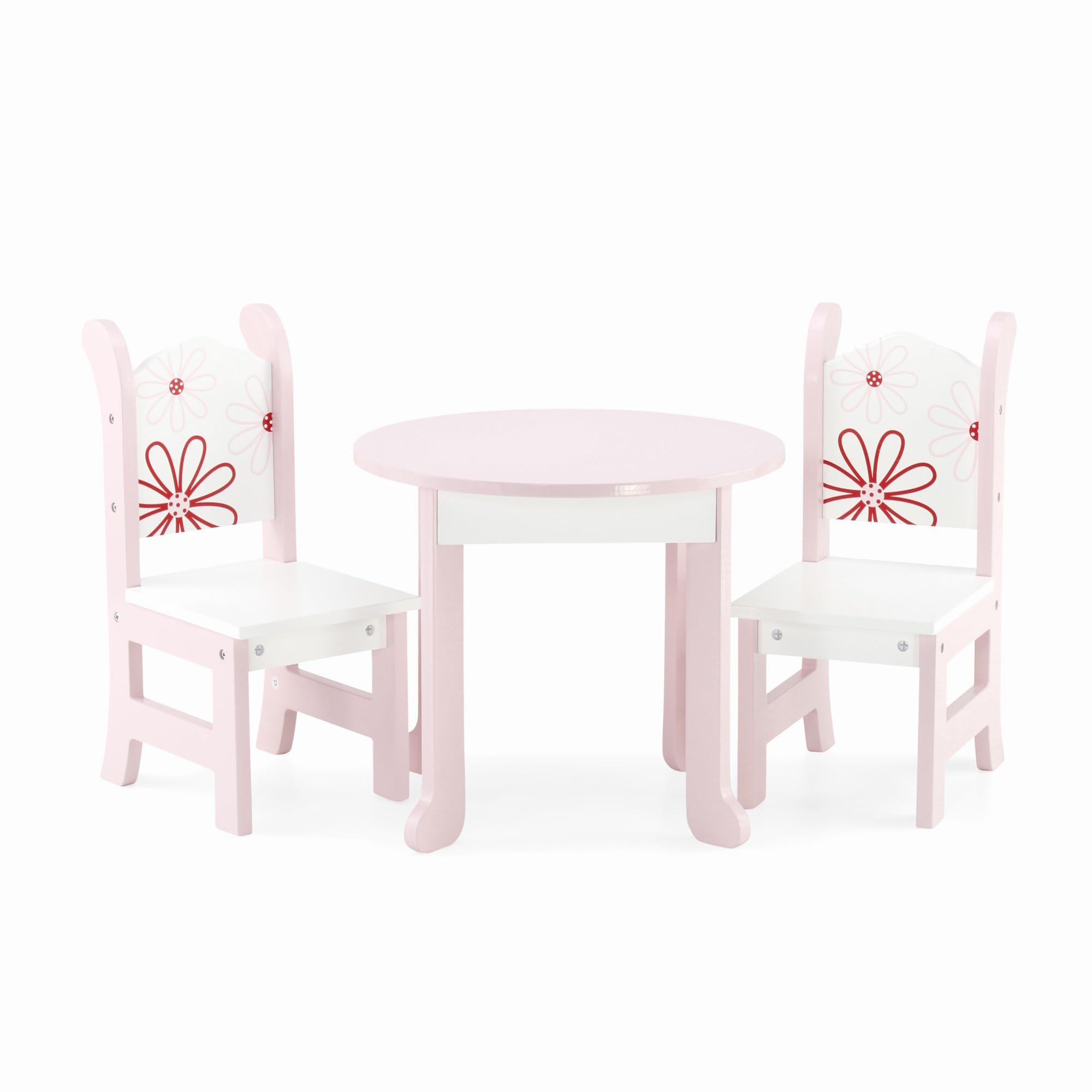 Emily Rose floral dining table for 18-inch dolls, perfect for shared pretend meals.