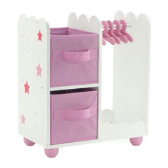 Emily Rose open wardrobe with hanging rod for 14-inch dolls, organized play space.
