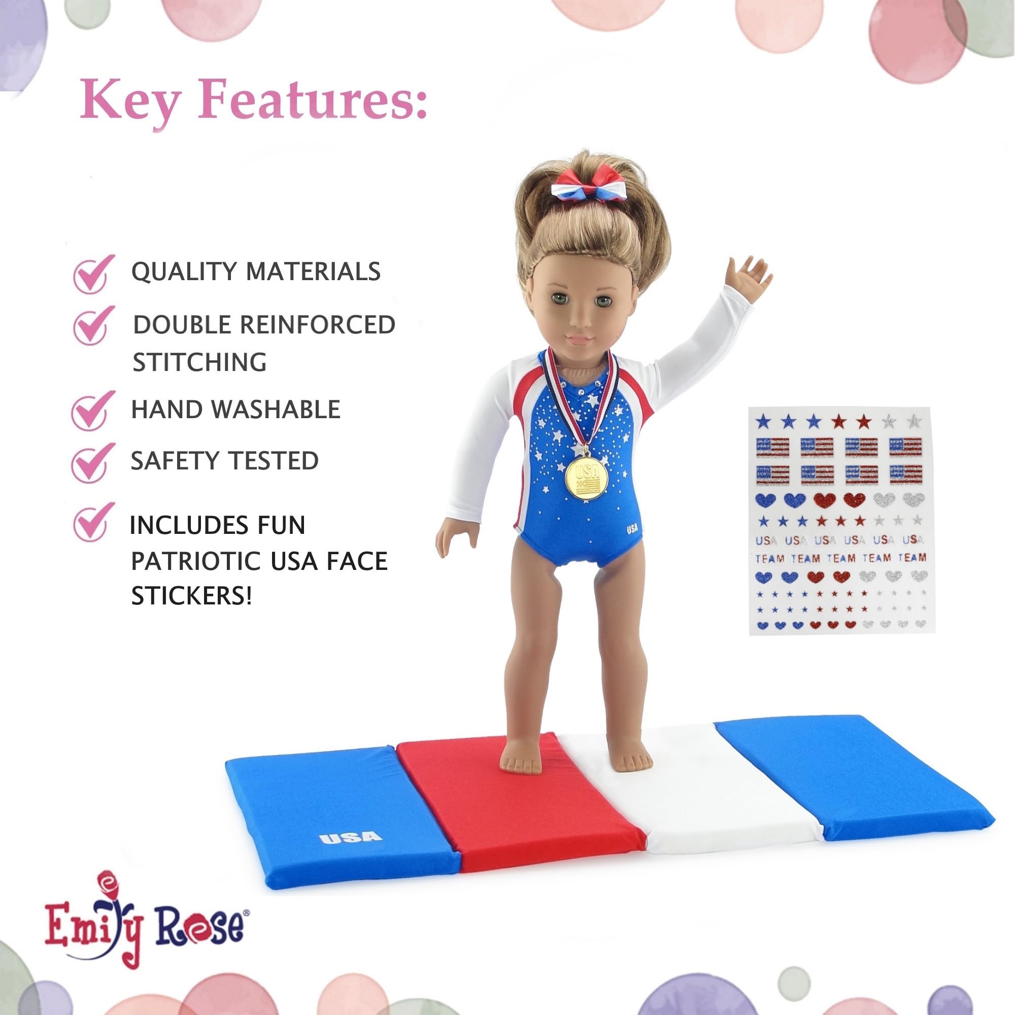 Emily Rose patriotic hair bow complements the outfit with coordinated styling
