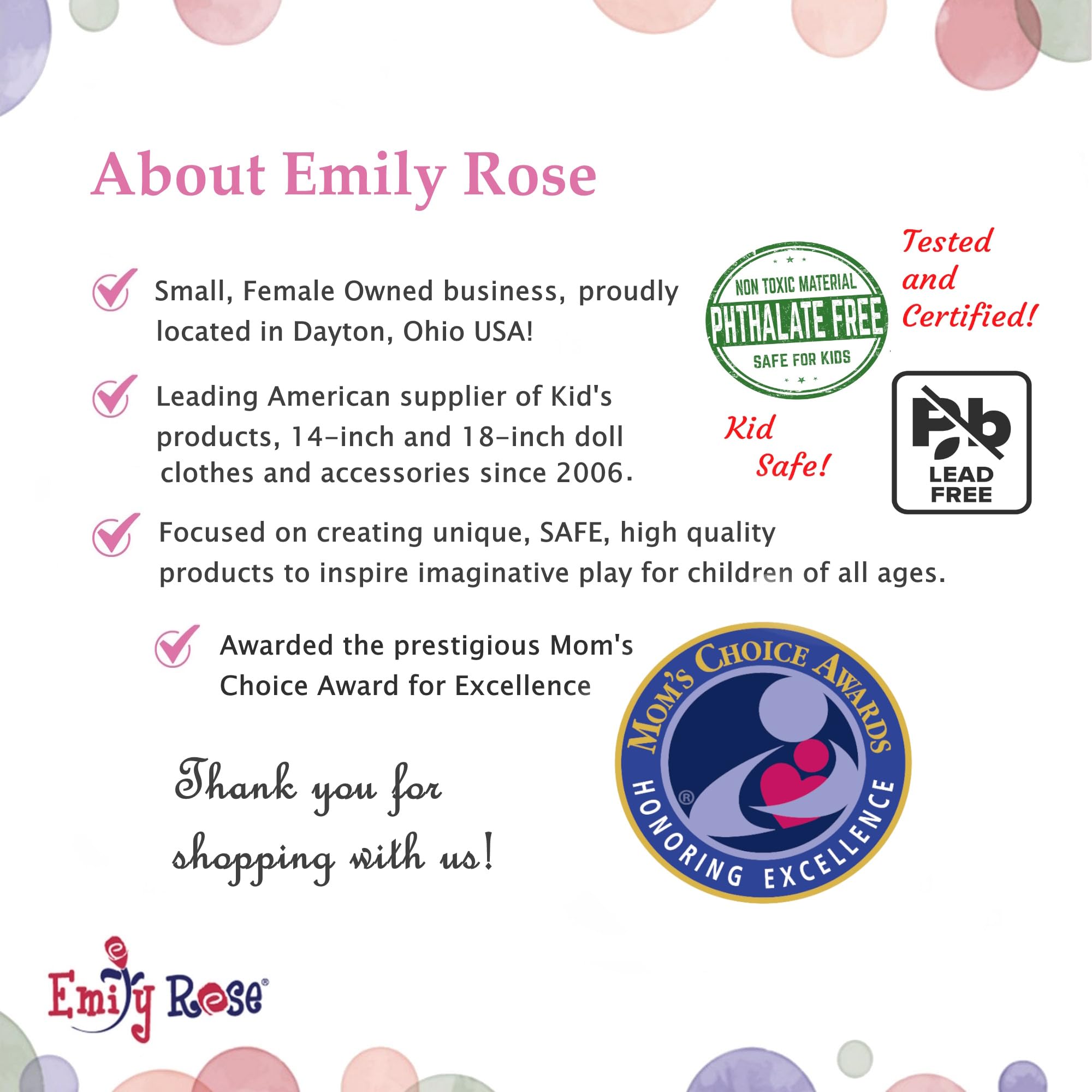 Emily Rose designed in the USA for reliable craftsmanship.