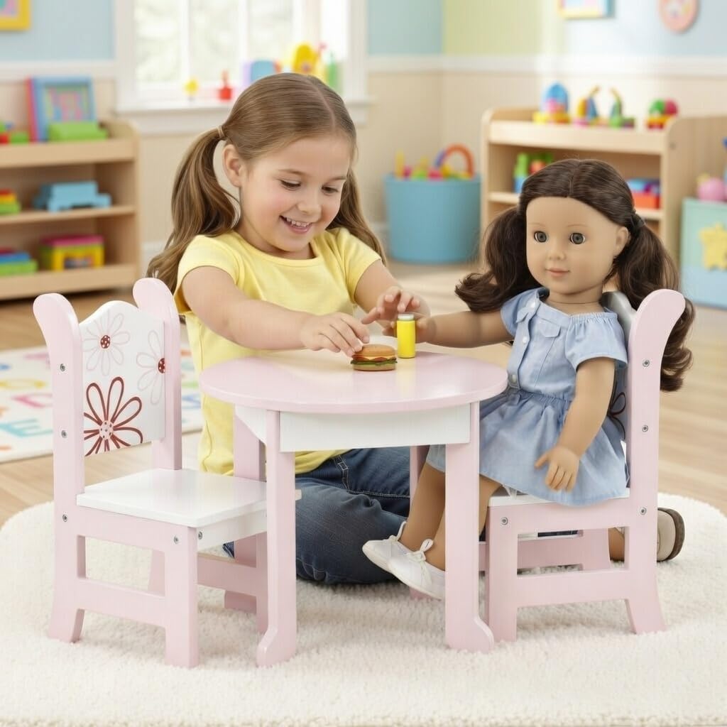 Emily Rose wooden doll furniture, sturdy construction for long-lasting play.