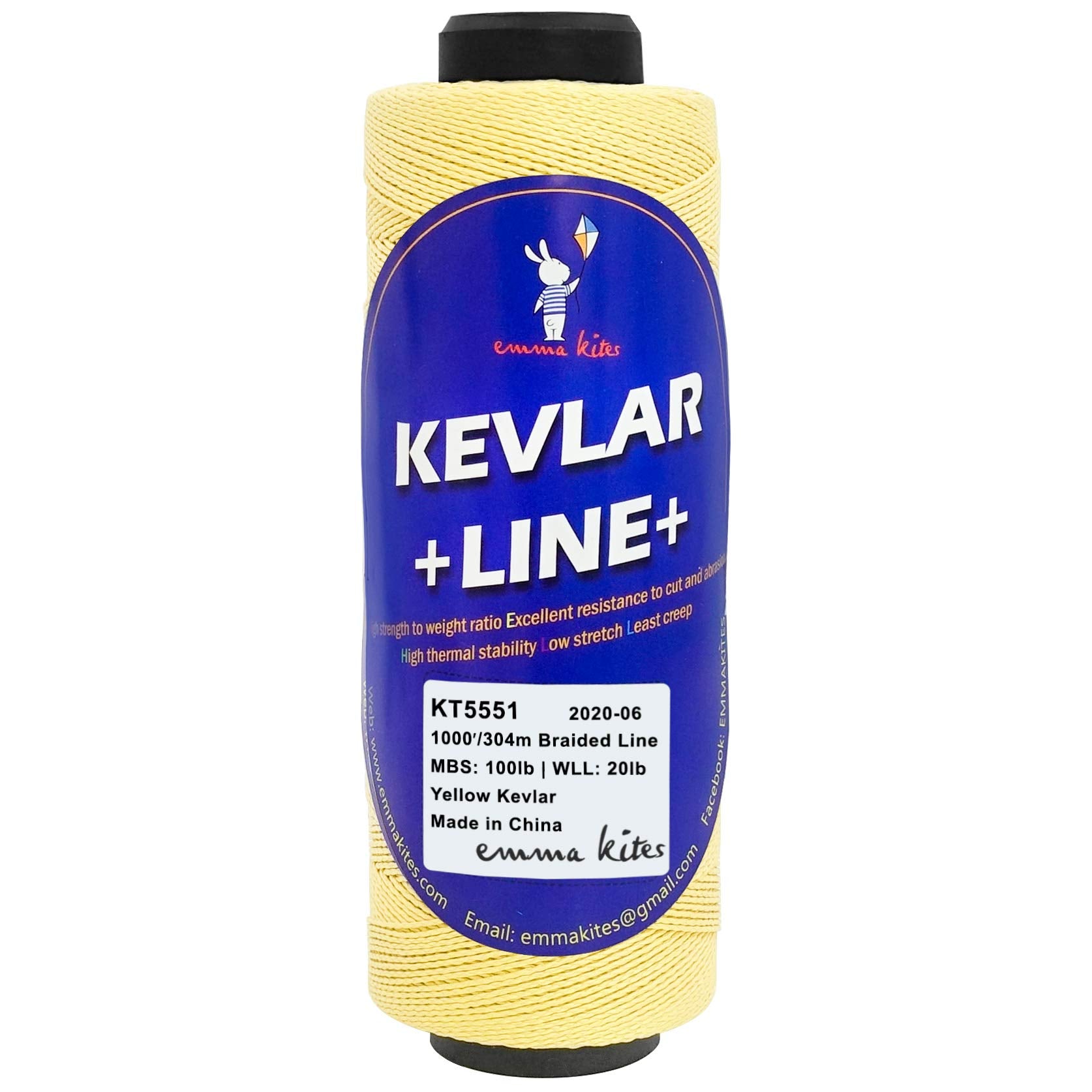 Emma Kites Kevlar kite line 1000ft close-up braided durability