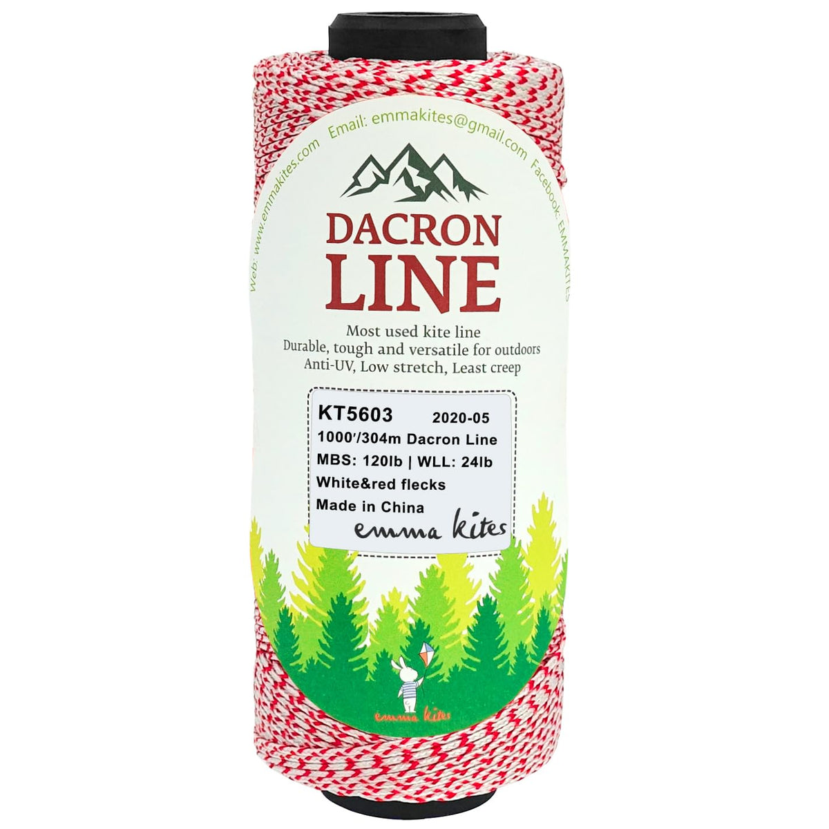 Emma Kites 120lbs kite line spool on a reel, strong towing for single-line kites.