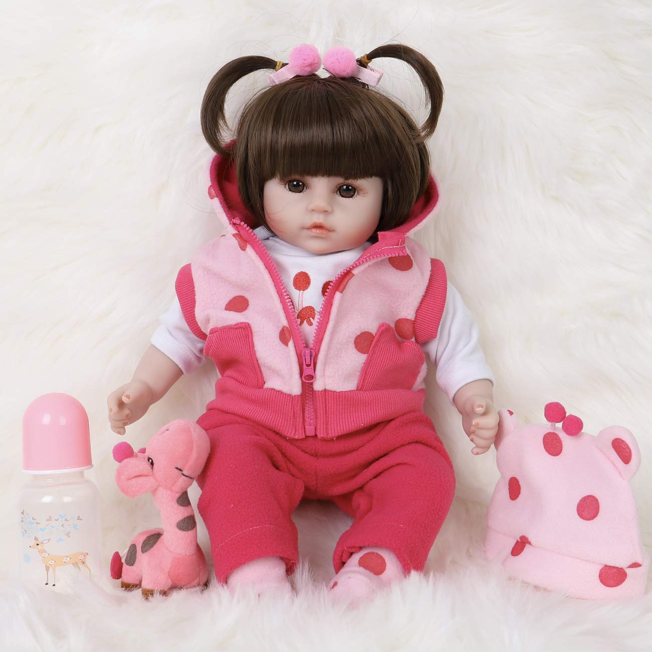 ENADOLL Polka Dot Giraffe doll front view for imaginative play and nurturing moments