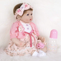 Full ENADOLL Reborn Baby Doll with pink hairband and weighted body realism