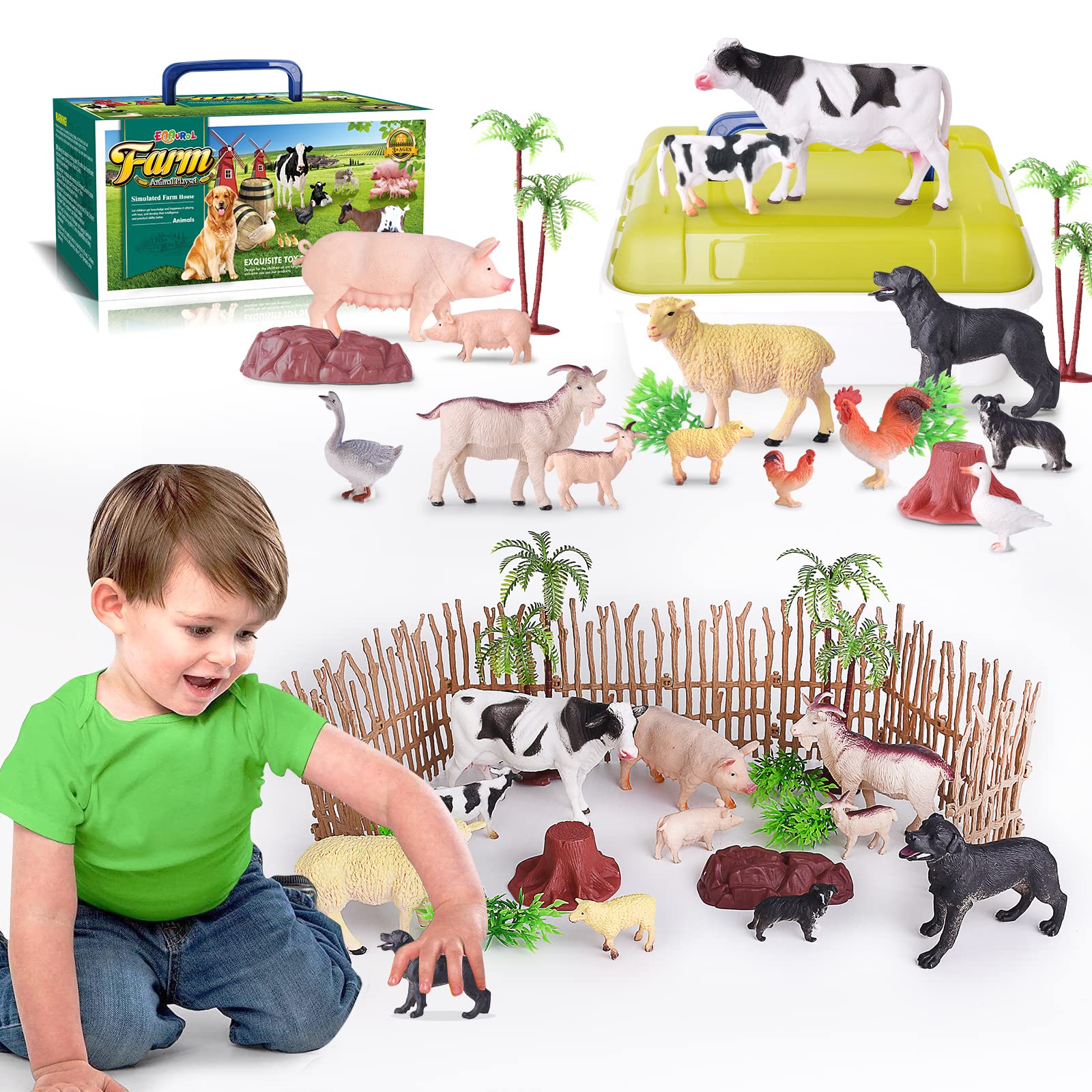 EnAuRoL cow figurine enhances imaginative play on a farm scene