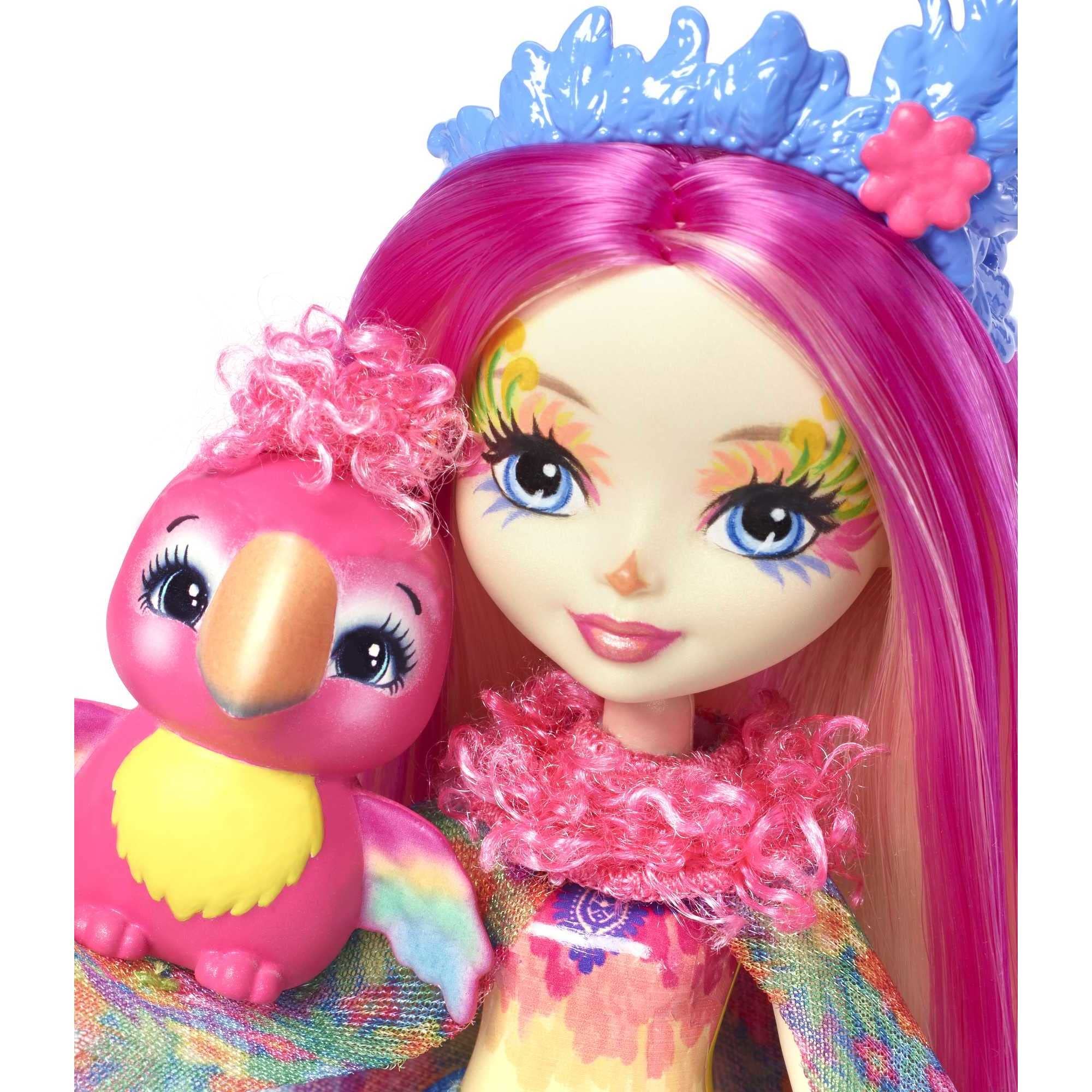 Peeki Parrot doll face details highlight expressive storytelling potential