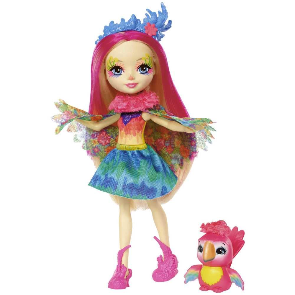 Enchantimals Peeki Parrot doll with Sheeny figure for imaginative friendship play