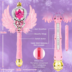 EnchantZone wand with spinning LEDs and decorative wings for princess cosplay