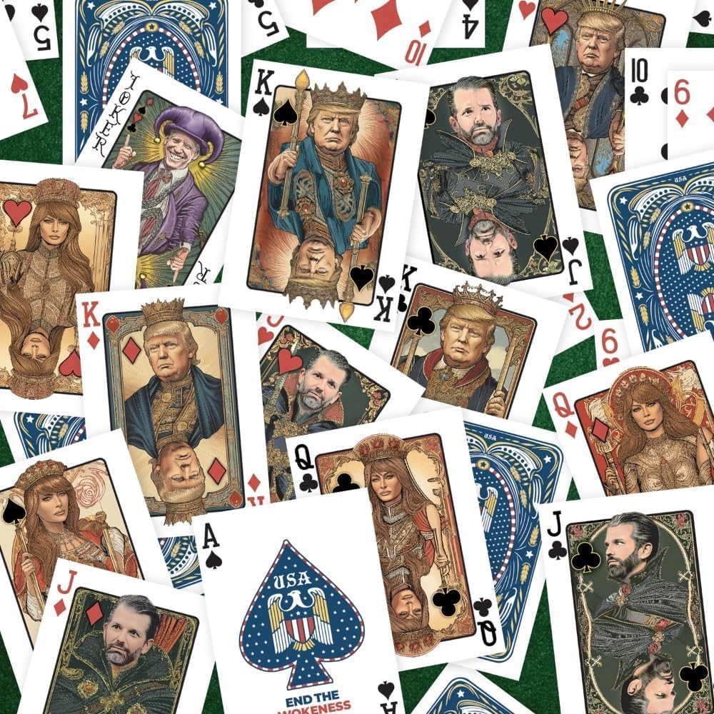 END THE WOKENESS Trump cards with lush pips and bold faces for smooth shuffles.