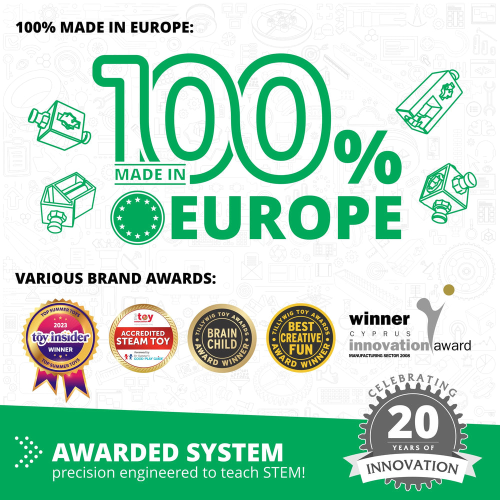 Engino components pack showcases award-winning parts for clear engineering concepts.