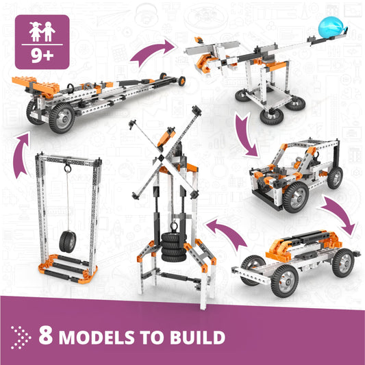 Engino crash test car model demonstrating momentum and impact concepts for play