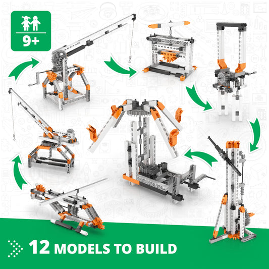 Engino helicopter model demonstrates gear trains in action for budding designers.