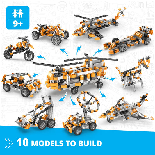 Engino Inventor rescue helicopter model demonstrating durable design for imaginative play.