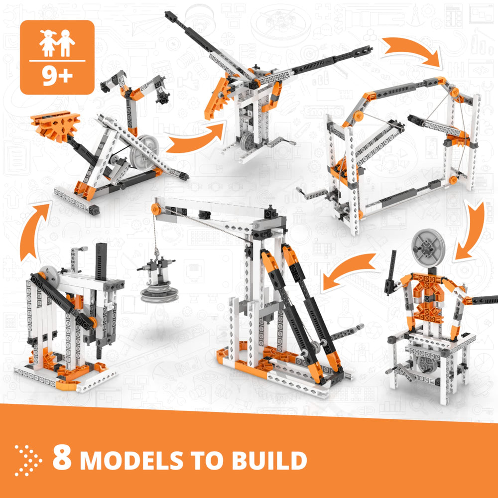 Engino oil pump model visualizes cams converting motion into pressure for practical insight.