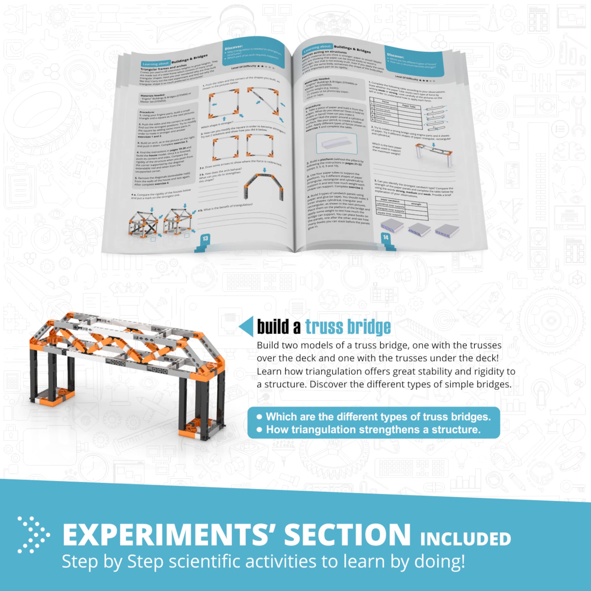 Engino online illustrations and 3D app support interactive learning on mobile.