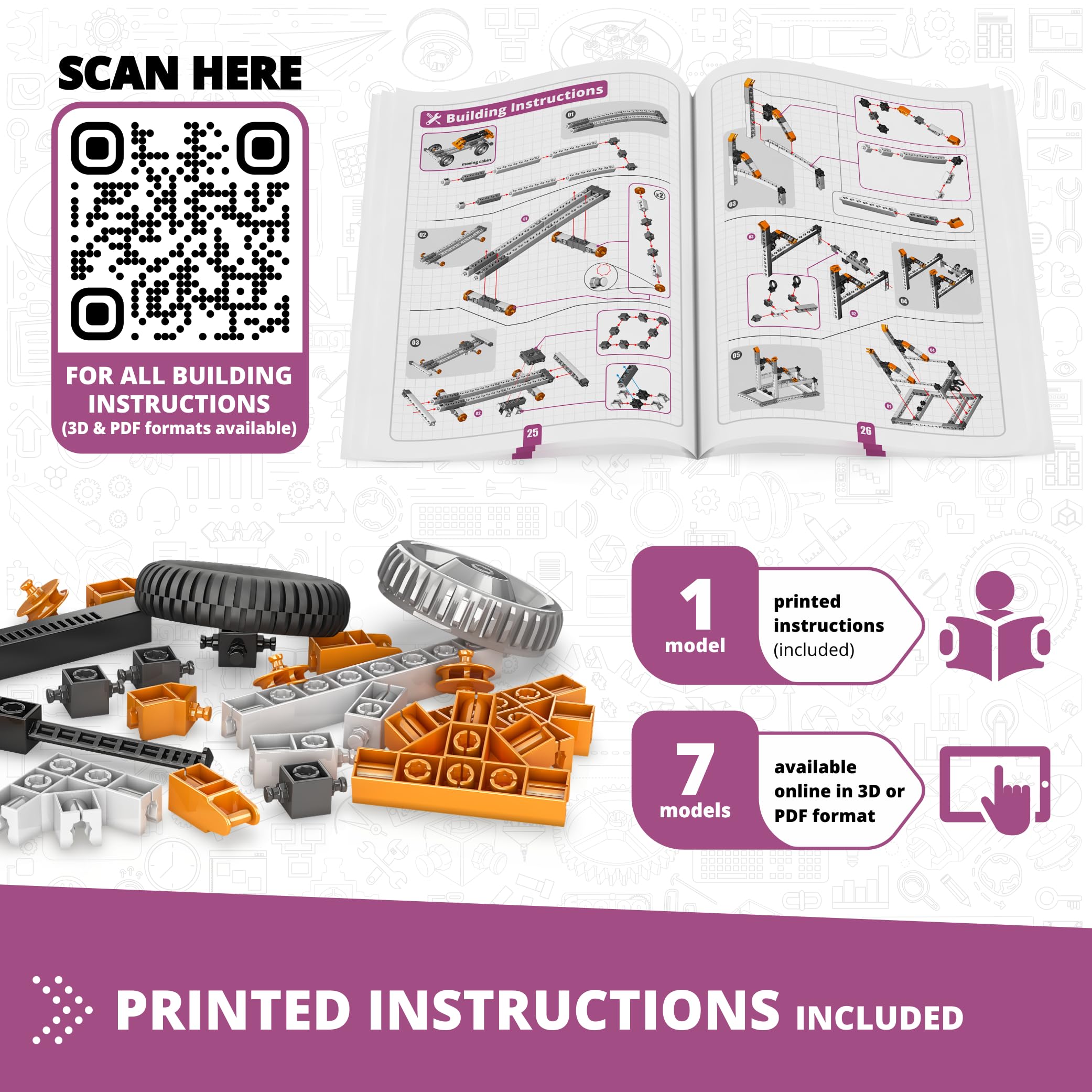 Engino step-by-step instructions page offering accessible STEM guidance