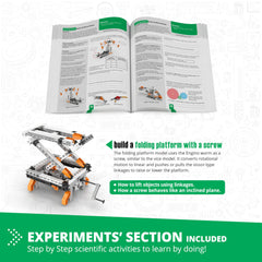 Engino worm drive model shows rotational speed changes for practical STEM learning.