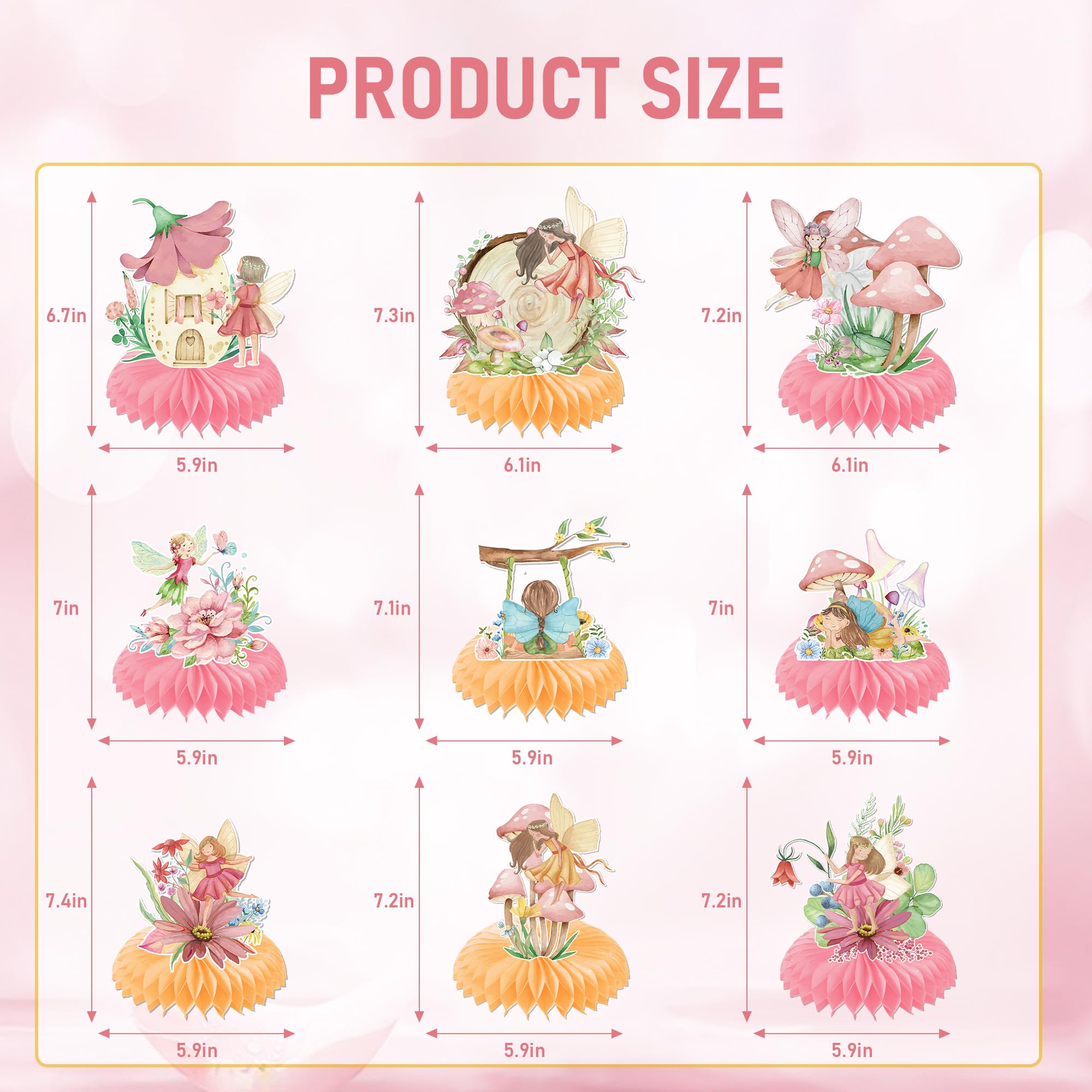 EngoEagle fairy honeycomb centerpiece – butterfly elf figures for playful party decor