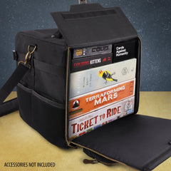 ENHANCE Board Game Shoulder Bag interior foam walls keep games organized and square.