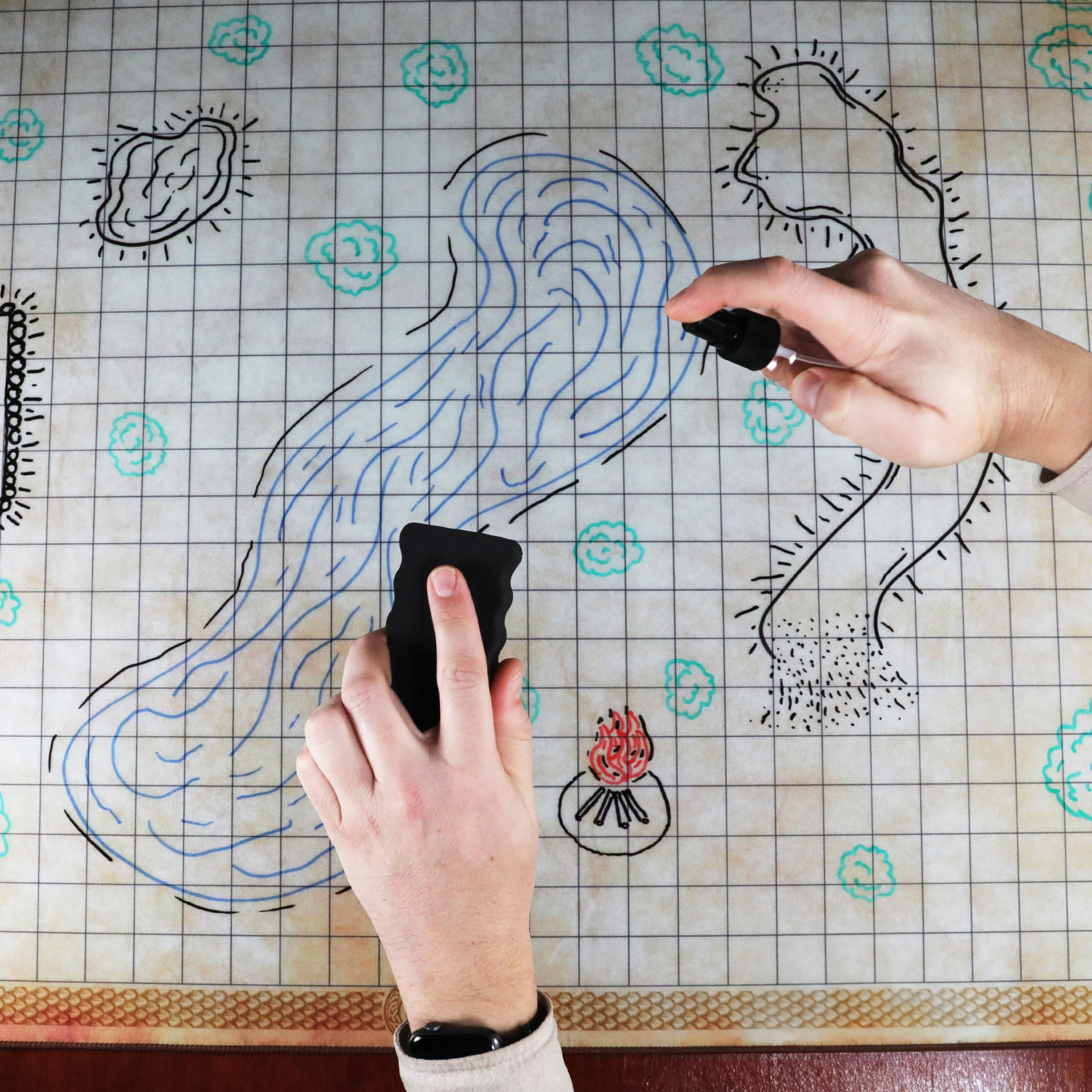 ENHANCE Deluxe RPG Grid Mat erasable parchment surface for reusable maps