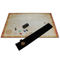 ENHANCE Deluxe RPG Grid Mat flat lay showing ample 24x36 map space