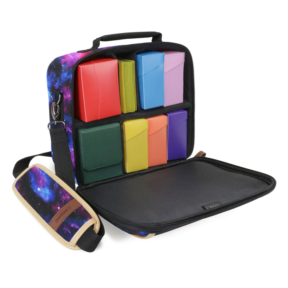 ENHANCE Designer Edition Compact MTG Bag Galaxy front view for quick card access on trips