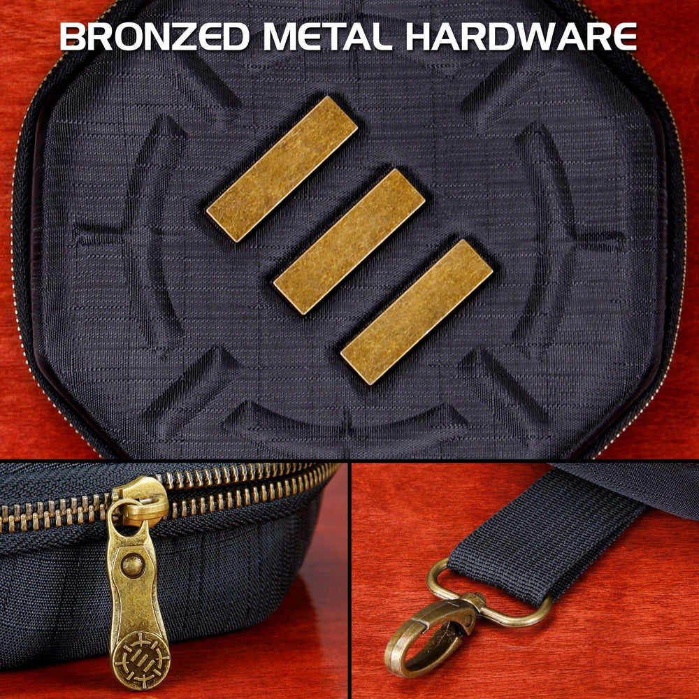 ENHANCE DND Case clipped to a bag for effortless transport