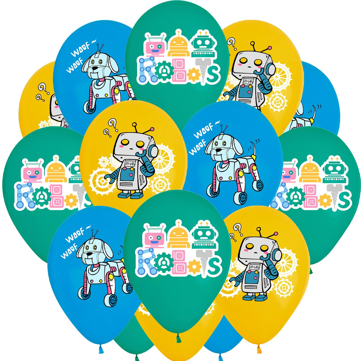 Enimapod robot balloon set with 12 inch latex balloons in bright colors for robot party decor