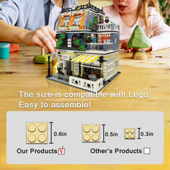 ENJBRICK Garden Hotel Building Kit bricks and pieces laid out for creative play and problem solving.