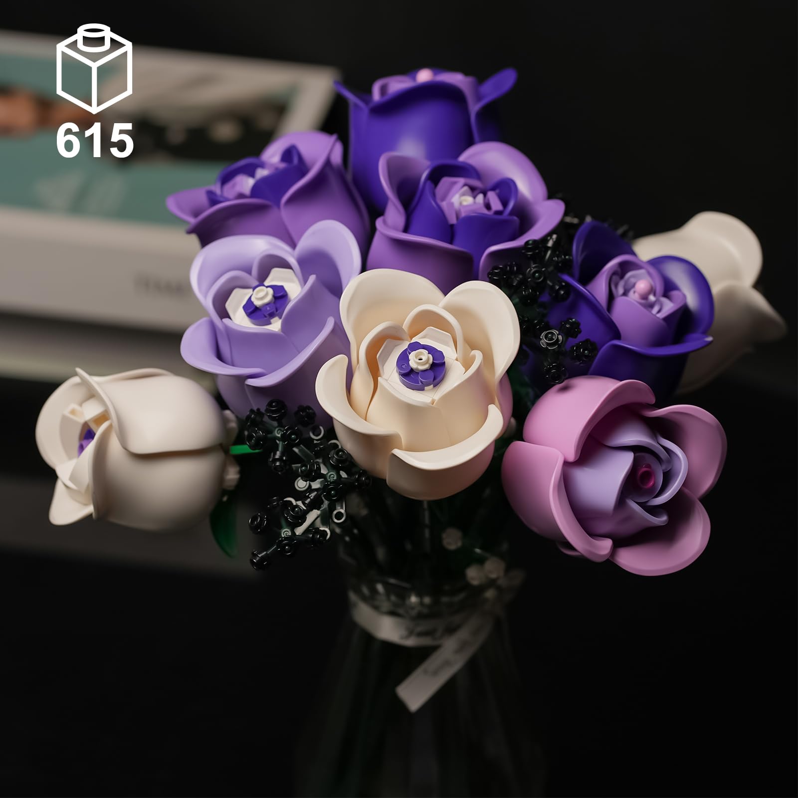 ENJBRICK pink rose bouquet build kit for adults, perfect gift idea and display piece.