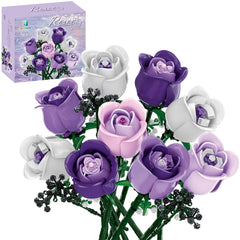 ENJBRICK rose bouquet build kit showing pink roses and baby's breath for stylish home décor.