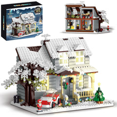 ENJBRICK snow cabin exterior for a festive display and family building fun