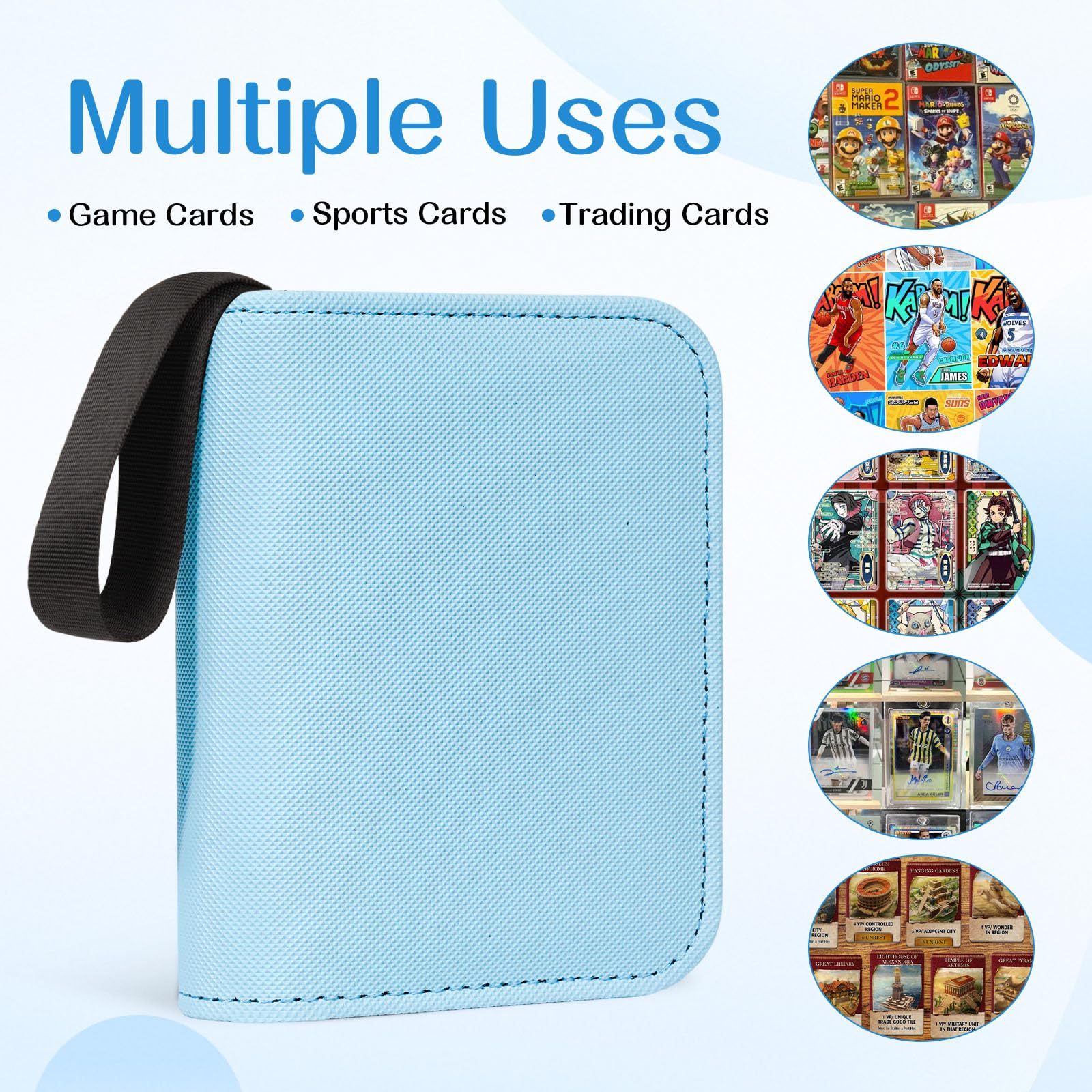 ENJOHN heavy-duty zipper closure keeps cards secure during travel.