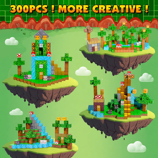 Enjoyjoy magnetic blocks tower construction scene encouraging collaboration and planning.