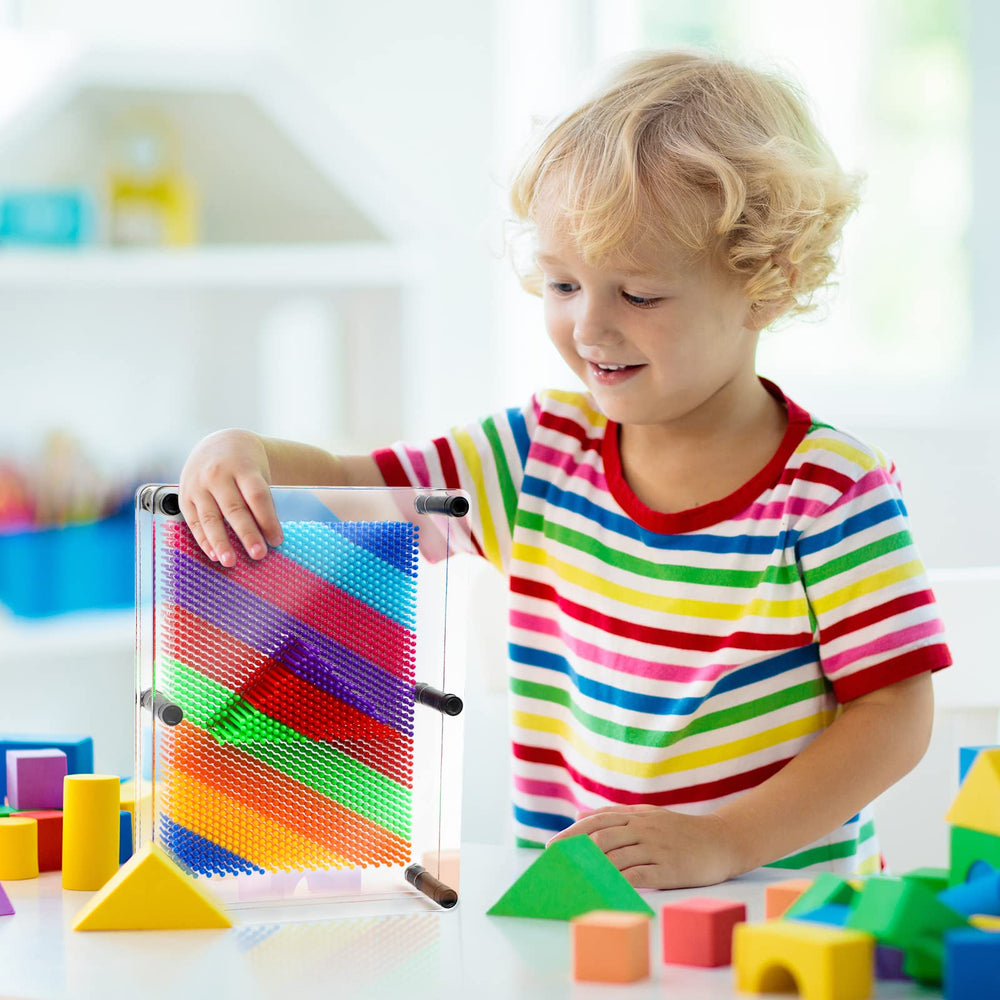 ENJSD Pin art toy invites hands-on play with objects like handprints or figures